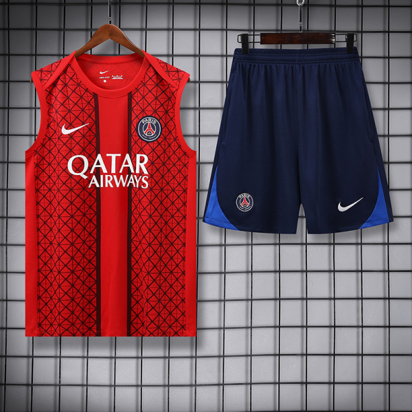 25/26 PSG Grid Tower Red Tank top and shorts suit
