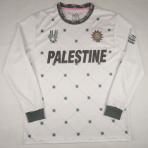 Palestine Twelve flowers English Edition Long Sleeve Retro  Soccer Jersey