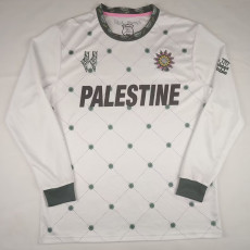 Palestine Twelve flowers English Edition Long Sleeve Retro  Soccer Jersey