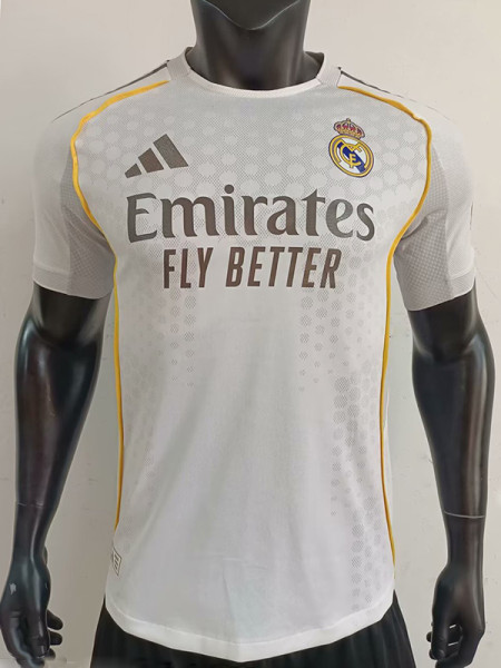 25/26 RMA Home  Player Version Soccer Jersey(球员带h广告）