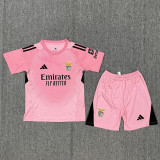 25/26 Benfica Ｇoalkeeper Pink Kids Soccer Jersey
