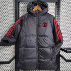 23/24 Man Utd Black Hooded Cotton Coat Red Edge (红色边) 棉衣