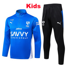 25/26 Al Hilal Blue Ｋids Half Pull Tracksuit #E25169(半拉链、童装)