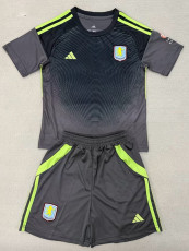 25/26 Aston Villa Goalkeeper Black Kids  Soccer Jersey