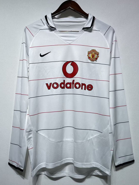 2003/2004 Man Utd Third  Long Sleeve Retro Soccer Jersey