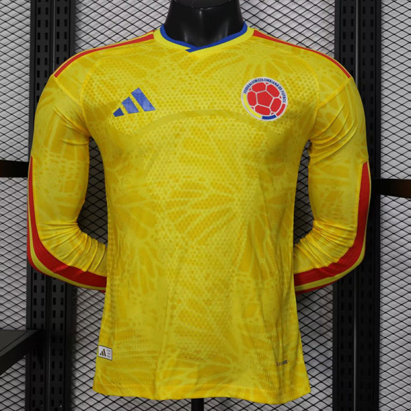 25/26 Colombia Home Long Sleeve Player Version Soccer Jersey