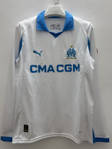 25/26  Marseille Home Long Sleeve Fans Soccer Jersey