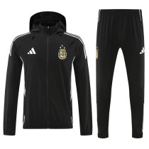 25/26 Argentina Black Hooded Windbreaker Tracksuit