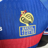 1998 France Home Player Version Retro Soccer Jersey(右胸带小字)