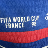 1998 France Home Player Version Retro Soccer Jersey(右胸带小字)