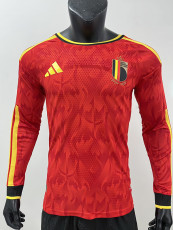 26/27 Belgium Home Player Version Long Sleeve Soccer Jersey