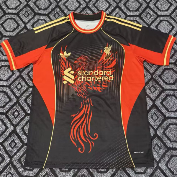 25/26 LIV Special Edition Black and Red Phoenix Fans Soccer Jersey