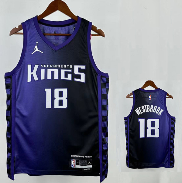 23/24 KINGS WESTBROOK #18 Purple Flying Man Limited Top Quality Hot Pressing NBA Jersey