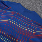 25/26 BAR Diagonal inkjet Blue Half Pull Tracksuit# B25106 (半拉链)