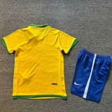 2006 Brazil Home Kids Retro Soccer Jersey