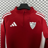 25/26 Sevilla Red Half Pull Tracksuit Tops (半拉链)