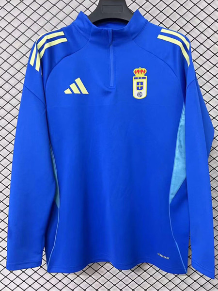 25/26 Real Oviedo Blue Half Pull Tracksuit Tops (半拉链)