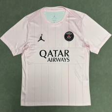 25/26 PSG Stripe Special Edition Pink Fans Soccer Jersey