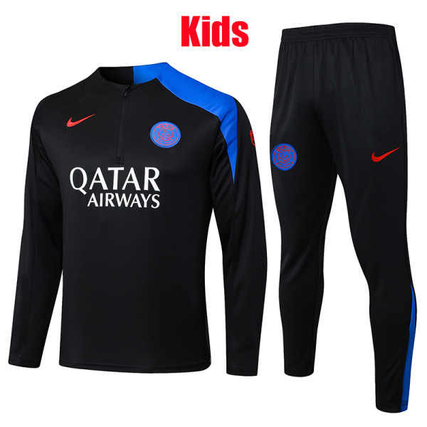 25/26 PSG Black Kids Inkjet Half Pull Tracksuit#E25193 (半拉链)