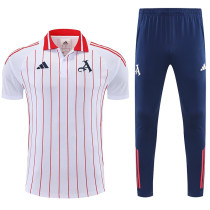 25/26 ARS White and red stripes polo shirts pants suit