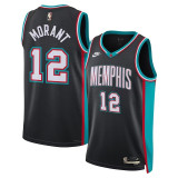 25/26 Grizzlies MORANT #12 Black Top Quality Hot Pressing Retro NBA Jersey