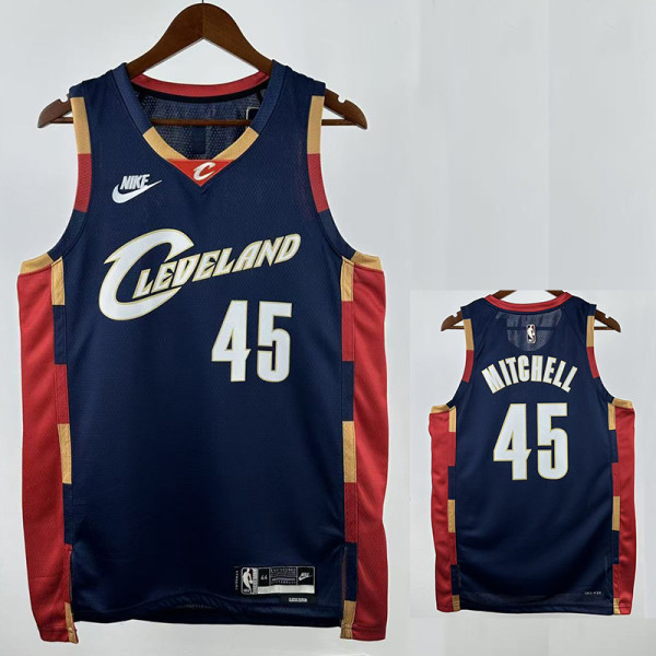 25/26 Cavaliers MITGHELL #45Royal Blue Top Quality Hot Pressing Retro NBA Jersey