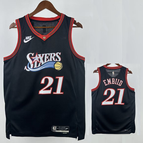 25/26 76ERS EMBIID #21 Black Top Quality Hot Pressing Retro NBA Jersey