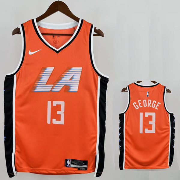 25/26 Clippers GEORGE#13 Orange City Edition Top Quality Hot Pressing NBA Jersey
