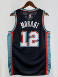 25/26 Grizzlies MORANT #12 Black Top Quality Hot Pressing Retro NBA Jersey