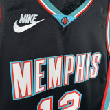 25/26 Grizzlies MORANT #12 Black Top Quality Hot Pressing Retro NBA Jersey