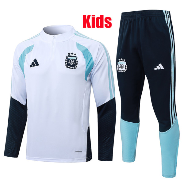 26/27 Argentina White Kids Half Pull Tracksuit ##E26003(童装/半拉链）