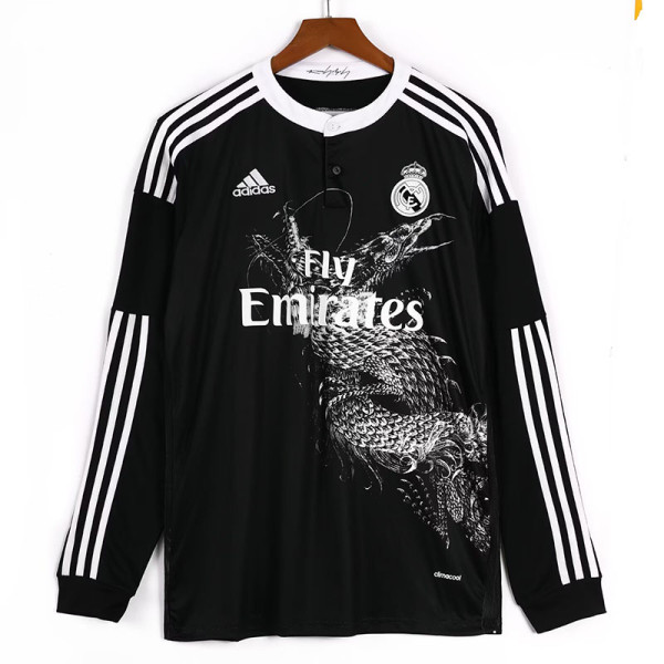 2014/2015 RMA Away Black Long Sleeve Retro Soccer Jersey (长袖)