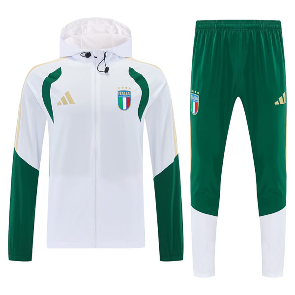 26/27 Italy White Hooded Windbreaker Tracksuit