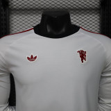 26/27 Man Utd Leisure White Player Version Retro Long Sleeve Soccer Jersey