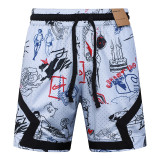 26/27 Flying Man Casual NBA Edition graffiti White shorts#C2523