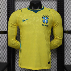 26/27 Brazil Home Long Sleeve Player Version Soccer Jersey(带小孔)