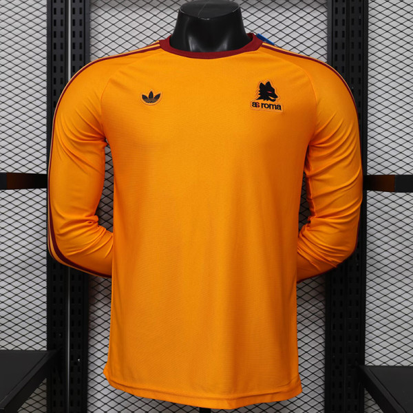 26/27 Roma Yellow Long Sleeve Player Version Retro Soccer Jersey