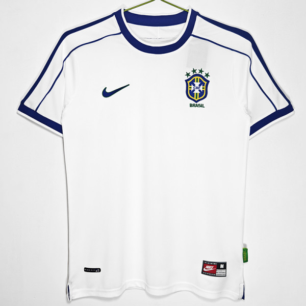 1998 Brazil White Retro Soccer Jersey