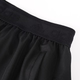 2026 AD Black Double Layered Sports Shorts#A2001白花标黑色