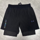 2026 UA Black Double Layered Sports Shorts#U3002黑色