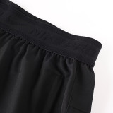 2026 NK Black Double Layered Sports Shorts#N1001大白花标黑色