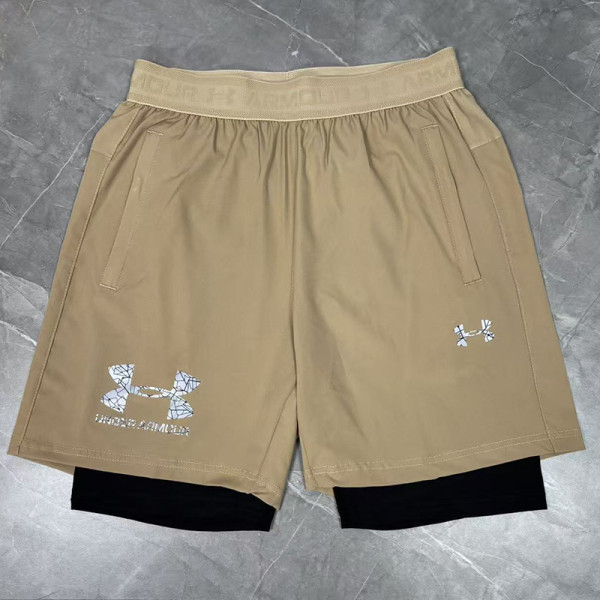 2026 UA Khaki Double Layered Sports Shorts#U3001卡其色