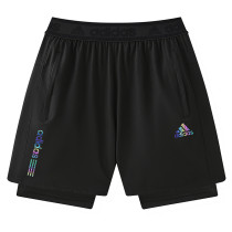 2026 AD Black Double Layered Sports Shorts#A2002金标黑色