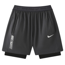2026 NK Grey Double Layered Sports Shorts#N1003白标灰色