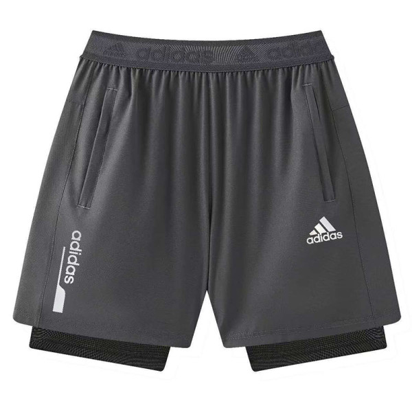 2026 AD Grey Double Layered Sports Shorts#A2003白标灰色