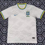 26/27 Brazil Small Grass Leaf White Fans Soccer Jersey