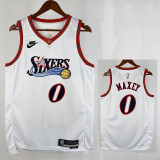 25/26 76ERS MAXEY #0 White Retro Top Quality Hot Pressing Retro NBA Jersey