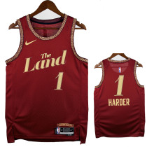 23/24 Cavaliers HARDEN #1 City Edition Red Top Quality Hot Pressing Retro NBA Jersey