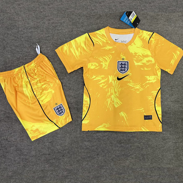 26/27 England Goalkeeper Yellow Kids Soccer Jersey