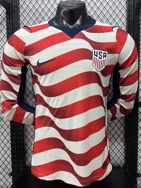 26/27 USA Home Player Version Long Sleeve Soccer Jersey